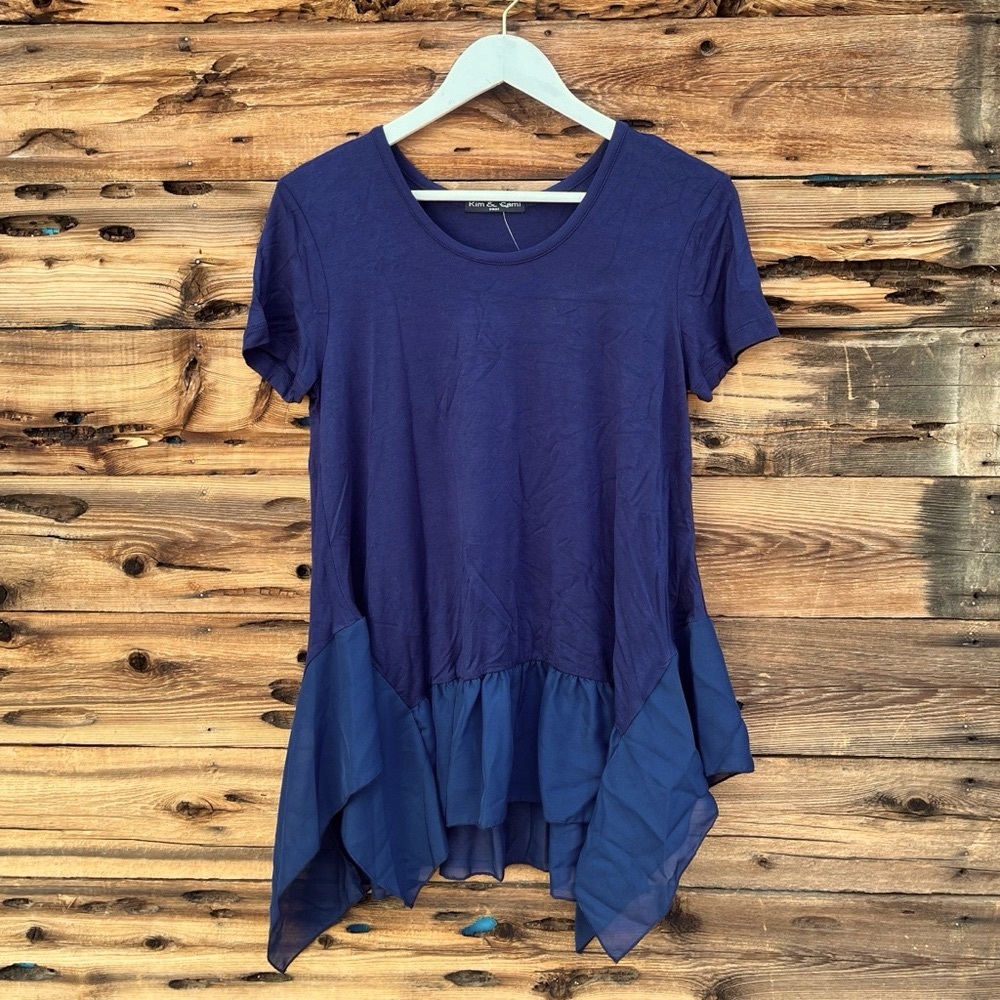 KIM & CAMI | Dark Blue Flowy Tunic Blouse S